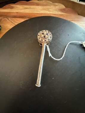 Vintage Handcrafted Silver Enamel Ritual Rattle Jhunjhuna